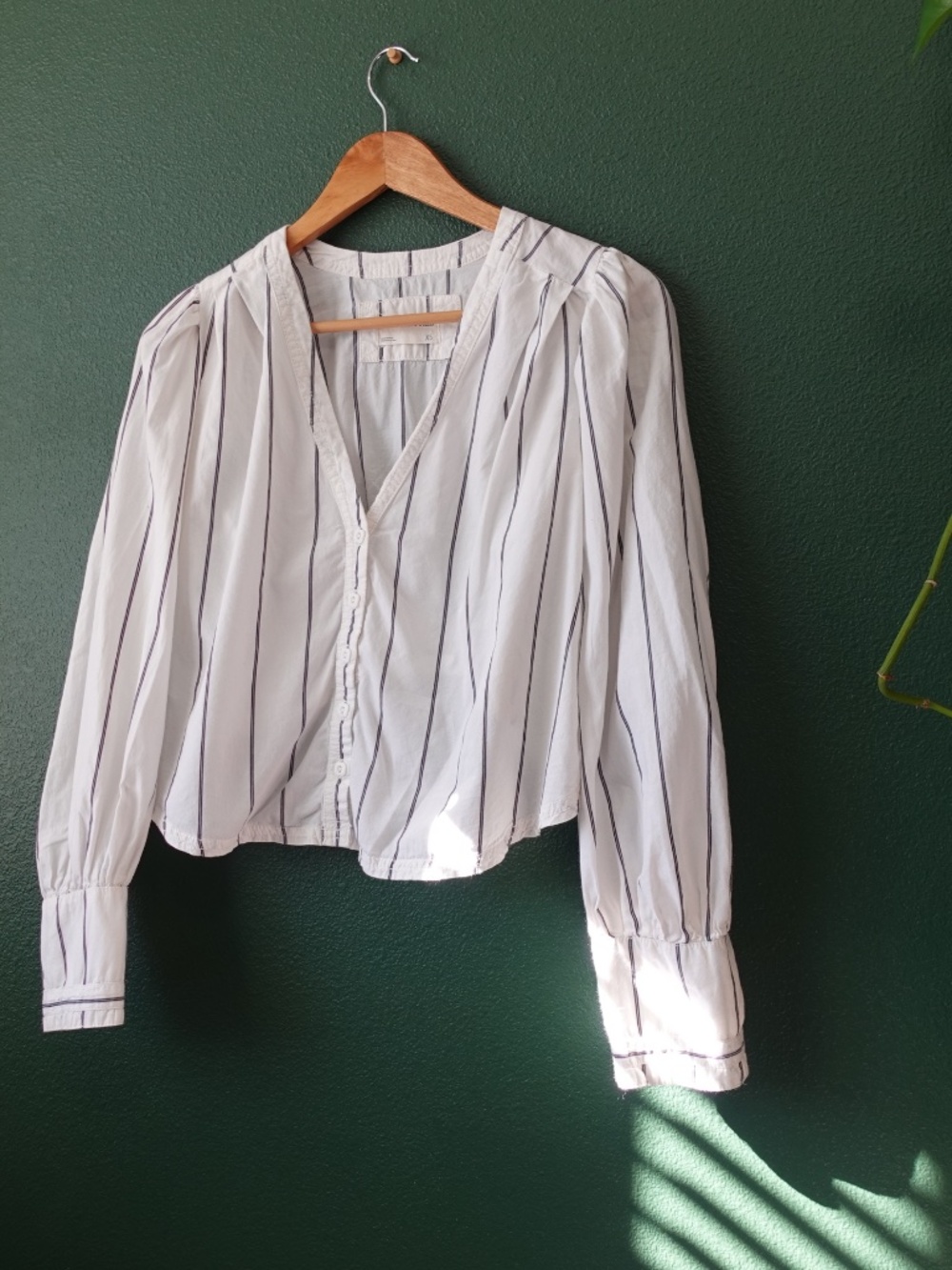 Free People We The Free Farmhouse Fresh Top Striped V Neck Button Blouse XS